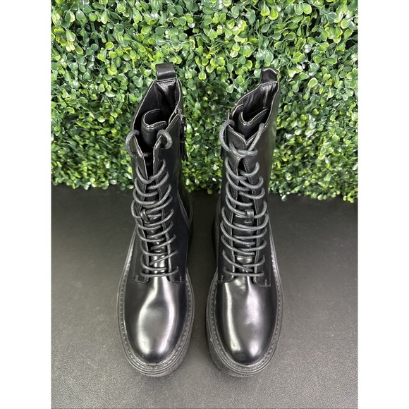 Circus NY by Sam Edelman Slater Black Faux Leather Combat Lace Up Boots Size 7.5 - Picture 3 of 12